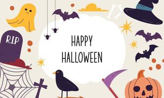 Graphic elements for halloween doodle vector. Happy Halloween card background vector