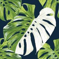 Seamless pattern tropical with monstera leaf abstract background.Vector illustration hand drawing dry watercolor style. For fabric pattern print design. vector