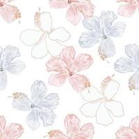 Seamless pattern floral with Hibiscus flowers abstract background.Vector illustration hand drawn.For fabric fashion print pattern design or product packaging. vector