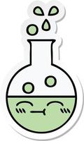 sticker of a cute cartoon test tube vector