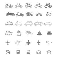 iconos de línea de transporte en blanco vector