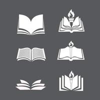 icono de libro establecido en estilo de forma delgada. vector