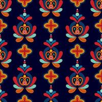 Floral Hungarian polish Moravian folk ethnic seamless pattern design. Aztec fabric carpet boho mandalas textile decor wallpaper. Tribal native motif flower traditional embroidery vector