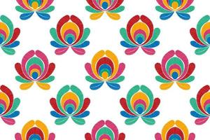 Floral Hungarian polish Moravian folk ethnic seamless pattern design. Aztec fabric carpet boho mandalas textile decor wallpaper. Tribal native motif flower traditional embroidery vector