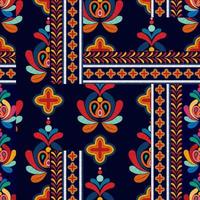 floral húngaro polaco moravo popular étnico diseño de patrones sin fisuras. alfombra de tela azteca boho mandalas decoración textil papel tapiz. vector de bordado tradicional de flor de motivo nativo tribal