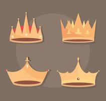 set of gold crown vector