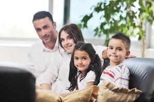 young family at home photo