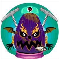 Creepy Party Halloween Pumpkin Head. Pumpkin Face with Weapon in the Behind. Suitable for E Sport Logo, T-Shirt and Others Print Stuff. vector