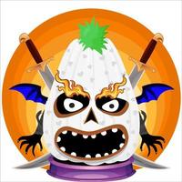 Creepy Party Halloween Pumpkin Head. Pumpkin Face with Weapon in the Behind. Suitable for E Sport Logo, T-Shirt and Others Print Stuff. vector