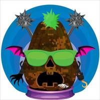 Creepy Party Halloween Pumpkin Head. Pumpkin Face with Weapon in the Behind. Suitable for E Sport Logo, T-Shirt and Others Print Stuff. vector