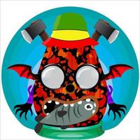 Creepy Party Halloween Pumpkin Head with Weapon in the Behind. Halloween Pumpkin Face. Suitable for E Sport Logo, T Shirt and Others vector