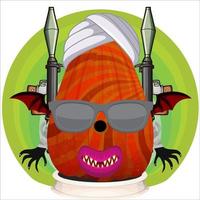 Creepy Party Halloween Pumpkin Head with Weapon in the Behind. Halloween Pumpkin Face. Suitable for E Sport Logo, T Shirt and Others vector