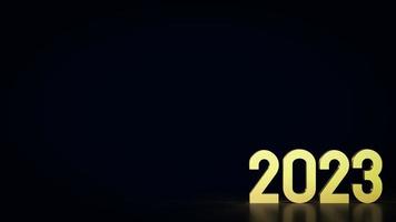 The gold number 2023 in black background  3d rendering photo