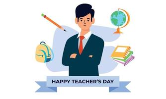 Happy teacher's day poster background concept vector illustration