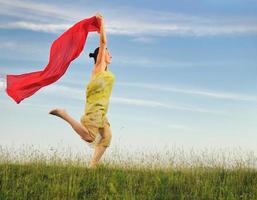 woman meadow scarf photo