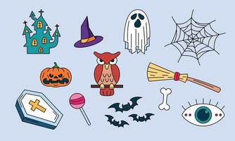 Graphic elements for halloween doodle vector. Happy Halloween card background vector