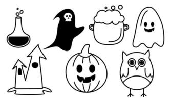 Graphic elements for halloween doodle vector. Happy Halloween card background vector