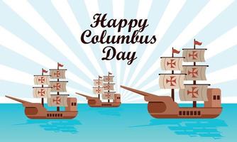 Hand drawn flat columbus day background vector