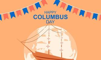 Hand drawn flat columbus day background vector