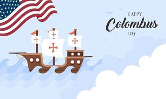 Hand drawn flat columbus day background vector