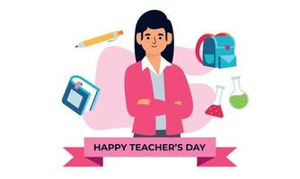 Happy teacher's day poster background concept vector illustration