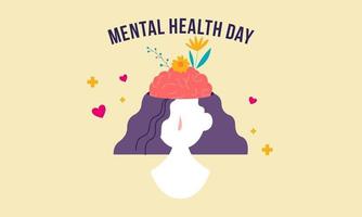 Flat design world mental health day background vector