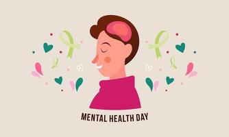 Flat design world mental health day background vector