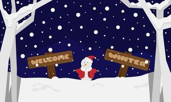 Welcome winter background with little snowman. Suitable for winter events vector