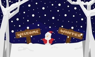 Welcome winter background with little snowman. Suitable for winter events vector