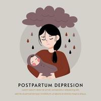 postpartum depression illustration vector flat concept