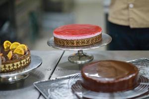 chef preparing desert cake in the kitchen photo