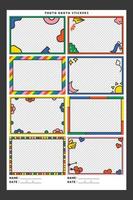 colorful shape geometric doodle line kawaii cute automatic sticker photo booth vector frame