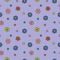 colorful flowers on purple seamless pattern Gift Wrap background wallpaper vector