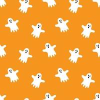 Seamless pattern with cartoon cute ghost. Vector illustration.
