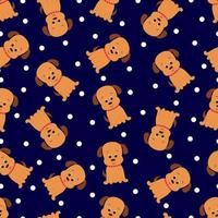 Seamless pattern with cute cartoon dog. Vector illustration.