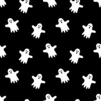 Seamless pattern with cartoon cute ghost. Vector illustration.