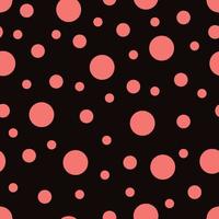 Seamless pattern. Black background with red dots . Vector illustration.