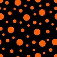 Seamless pattern. Black background with orange dots . Vector illustration.