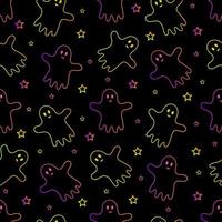 Seamless pattern with cartoon cute ghost. Vector illustration.