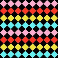 Seamless pattern. Black background with colorful rhombuses . Vector illustration.