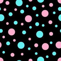 Seamless pattern. Black background with colorful circles . Vector illustration.