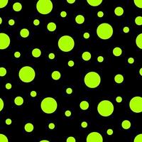 Seamless pattern. Black background with green circles . Vector illustration.