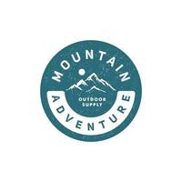 mountain adventure rustic vintage badge vector design .wanderlust Adventure logo. mountain with sun outdoor brand design icon logo illustration in circle badge