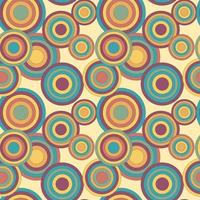 Colorful seamless circles pattern in hippie style in retro colors. vector