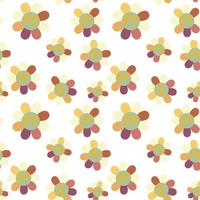 Seamless pattern with daisies and symbol of peace on white background vector