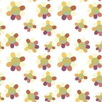 Seamless pattern with daisies and symbol of peace on white background vector