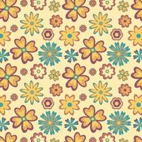 Colorful seamless floral pattern in hippie style in retro colors. For textile, background, product design vector