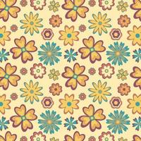 colorido patrón floral transparente en estilo hippie en colores retro. para textil, fondo, diseño de producto vector