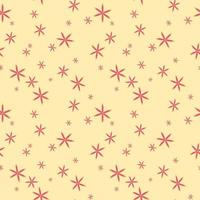 Seamless pattern with abstract flowers in the form of stars in a warm palette on beige background. vector