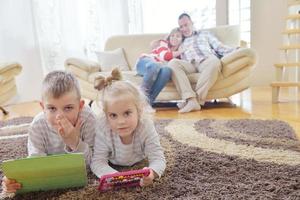 happy young family at home photo